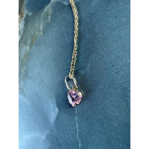 14K Solid Gold Minimalist 19” Chain 0.7mm with Dainty Pink Zircon Pendant - Picture 3 of 15